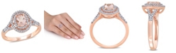 Macy's Morganite (3/4 ct. t.w.) and Diamond (1/4 ct. t.w.) Double Halo Ring in 14k Rose Gold